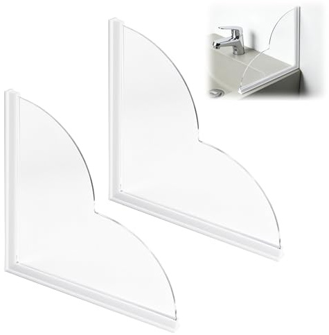 2Pcs Shower Splash Guard, Self Adhesive Frosted Bathtub Corner Splash Guard | Acrylic Bathtub Corner Guard for Bathroom, Restroom, Kitchen, Sink