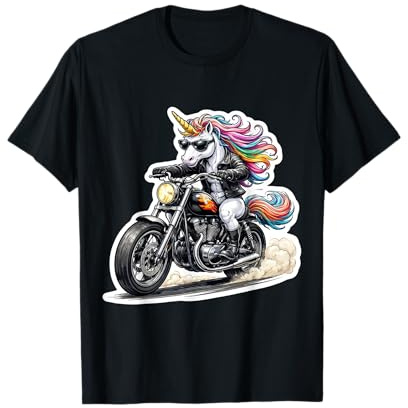 Cool Unicorn Riding Classic Motorcycle Motorbike Rider Girls T-Shirt