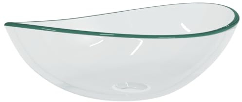 Mhdvray Lavabo da appoggio in vetro temperato, 54,5 x 35 x 15,5 cm, trasparente, design moderno, durevole e facile da pulire, per bagno, bagno per ospiti, cucina, roulotte e roulotte
