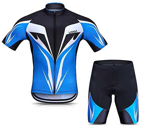 Lixada Uomini MTB Abbigliamento Ciclismo Set Tuta Traspirante Quick Dry Manica Corta Camicia Equitazione con Gel Ispessimento Pantaloncini MTB Abbigliamento Set, XL, XL