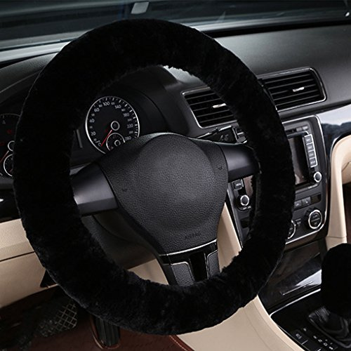 LONTG Housse de Volant Voiture Universel Couvre Volant en Peluche Souple Anti-dérapant Cache de Volant Elastique Confortable Couverture Protecteur de Véhicule Chaud Convenable pour Automne Hiver