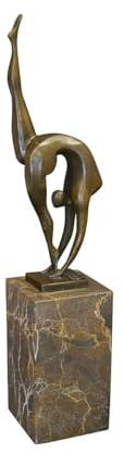 Antike Fundgrube Bronze Figur turnende Frau auf Marmorsockel Moderne Kunst (8506)