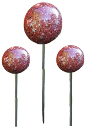 Jürgen Bocker Garten-Ambiente Gartenstecker Rosenkugel 3er-Set 15-10-10 cm Edelstahl mit Granitlackierung in rot auf Stab 80 cm