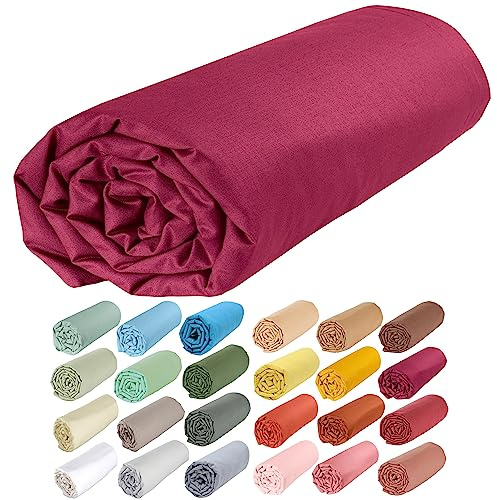 P'tit Basile - Drap Housse 60x120 cm bébé Enfant 100% Coton Bio - Lie de Vin - Drap Housse pour Matelas 60x120 cm lit bébé barreaux Parapluie - Bonnets épaisseur de 15 cm - Coton 57 Fils par