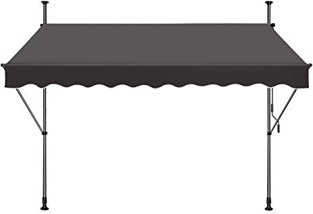 Froadp 250x120cm Toldo con Pinza con Brazo Ajustable en Altura Portátil Toldos Protección UV Protección Solar Jardín Resistente a la Intemperie Toldo de Balcón sin Taladrar (Gris Oscuro)