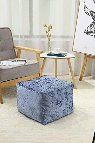 Artistic Fashionista* New Modern Crushed Velvet Soft Touch Bean Bag Square Cube Footstool Rest Seat Pouffe Ottoman Indoor Beanbag 40x40x30cm (Grey)