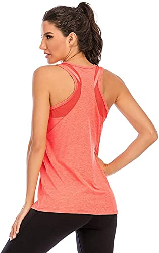 Nekosi Damen Yoga Tanktops Ärmelloses Sportshirt Kleidung Mesh Zurück Fitness Laufen Shirt Sport Oberteile Rot Groß