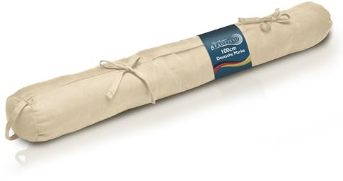 Beautissu Zugluftstopper 100cm Türluftstopper mit Tragegriff | 100x10cm in Creme Haustür Kältestopper Durchzugstopper Türwindfänger Türdichtung Türen Fenster Türrolle Viento