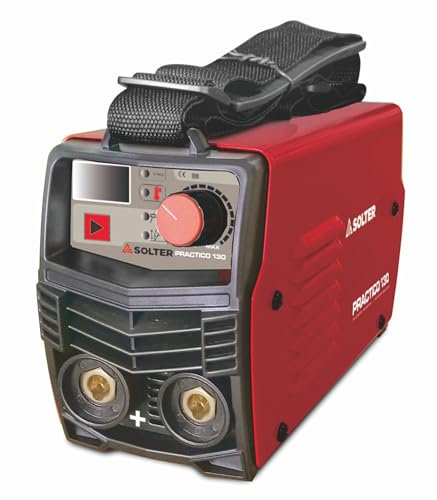 Solter Inverter PRACTICO 130 - Soldador Portátil 130A - Tecnología Inverter - MMA/TIG por Raspado - Regulación Digital - Ligero 2Kg - Incluye Maletín y Accesorios - Compatible con Generadores