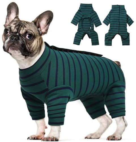 Kuoser Hund Onesie återhämtningsdräkt, valp långärmad body efter kirurgi tröja för att fälla hud sjukdom sårskydd, husdjurspyjamas anti-slickande kon alternativ för små medelstora katter hundar