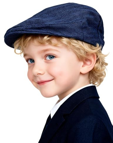 mintgreen Infantil Tapas Planas Sombrero de Espiga de Tweed, Azul Real, 6-8 años