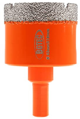 BGTEC Diamond Core Drill Bits, 43mm Triangle Shank Hole Saw Drill Bits for Ceramic Porcelain Tile Marble Granite Stoneware Quartz Vacuum Brazed Diamond Drill Bit 65mm Length