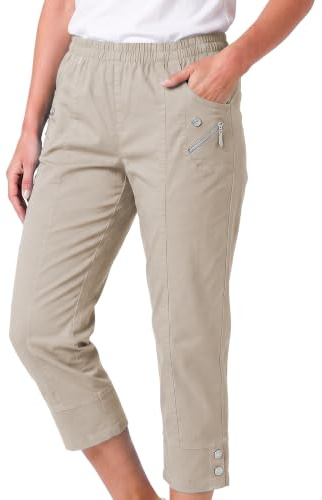 Style Lockers Womens Capri Trousers 3/4, Cropped Trousers for Women UK | Ladies Cropped Trousers Elasticated Waist, 3 Quarter Trousers Women's, Pants Summer Pull On Casual Fit Plus Size 10-24