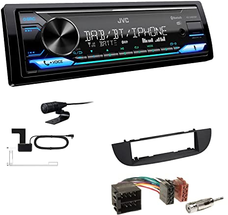 JVC KD-X482DBT 1-DIN Autoradio Media Receiver Digitalradio DAB+ Bluetooth Amazon Alexa USB Einbauset passend für FIAT 500 500C 2007-2015 Schwarz