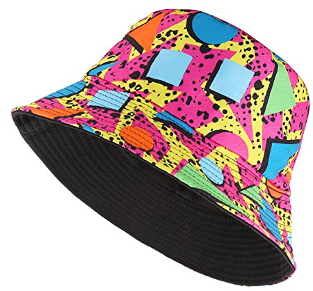 Lusofie Fischerhut Sommer Strand Hut Doppelseitiger Druck Bucket Hat Damen Sonnenhut Herren Party Outfit Damen Anglerhut Fischermütze Lstige Hüte 1950er 80er Jahre Outfit Neon Party Wear Accessoires