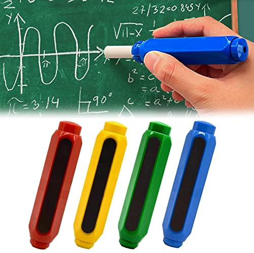 TUKNN Magnetischer Kreide Holder,Kreidehalter aus Kunststoff, Universale Verstellbare Bunte Kreidenhalterung, für Kinder Staublose Farbkreide mit Kreidehalter für Lehrer Kinder Schule Büro 4 Stück