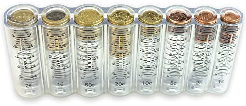 effektivo Euro Münzspender mit Skala Münzwechsler Geldwechsler Münzsortierer transparent