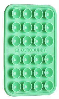 OCTOBUDDY Classic - Silicone Suction Phone Case Adhesive Mount - Hands-Free, Strong Grip Holder for Selfies & Videos - iPhone & Android Compatible - 2.25″ x 3.25″, Green Ash