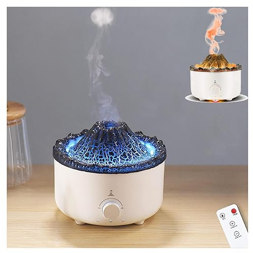 Flame Humidifier, Humidificateur Dair Bebe 2 Couleurs/Formes De Fumée,Minuterie,Télécontrôle, Humodificateur D Air pour Chambre,Bureau,Spa,Yoga,D