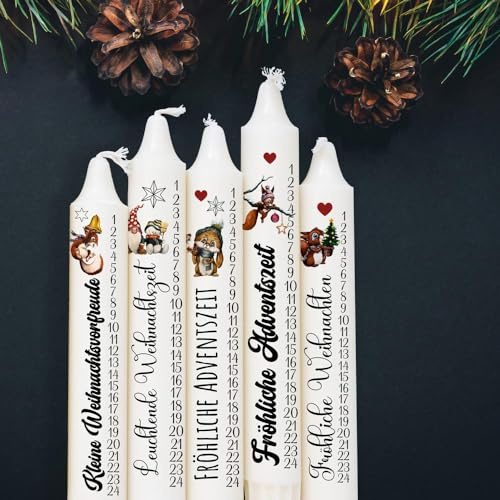 Kerzensticker Kerzentattoos Tattoofolie Weihnachten Adentskerze Adventszahlen für Kerzen oder Keramik A4 Bogen DIY Stickerbogen kst110 ilka parey wandtattoo-welt