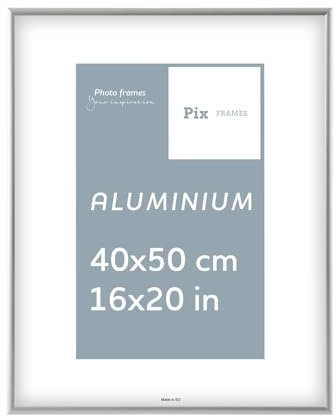 Pix FRAMES Marcos de Fotos - 40x50 cm - Marco Fotos de Aluminio - Marcos de Fotos - Marco para Colgar - Marco Moderno para Retratos - Plata