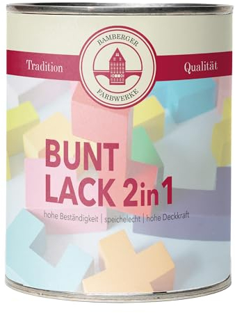 Bamberger Farbwerke Buntlack 2in1, Acryllack für Holz, Metall, Kunststoff (Schwarz matt, 750ml)