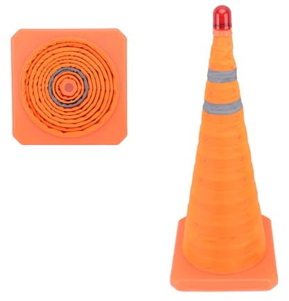 Zusammenklappbare Verkehrskegel, 27,56 Zoll Große Sicherheitskegel mit Zwei Reflektierenden Kragen, Mehrzweck Popup Kegel, Orangefarbene Parkkegel für Sport, Fahrtraining,