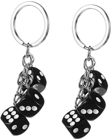 SAFIGLE 2 StüCk WüRfel SchlüSselanhäNger - Kreative Schwarze WüRfel Charm SchlüSselanhäNger, Metall Acryl, Modische TaschenanhäNger FüR Jungen