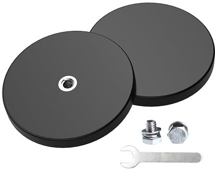 Magnetpro 2 Pieces Strong Rubber Coated Mounting Magnets Anti-Scratch & Anti Corrosion, Over 65 LB Adhesive Power, with 1/4-20 Stainless Steel Thread Hole and Screw for PTZ, Camera