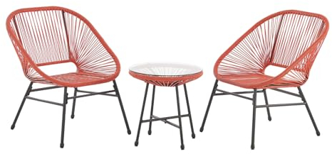 SVITA Tulum Balkon-Möbel 3-TLG. Garten-Möbel Set Balkonstühle mit Tisch Terracotta