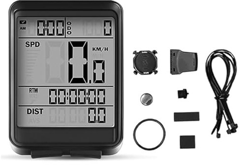 Hsthe Sea Computer da Bicicletta Impermeabile Wireless con Display LCD - Tachimetro Multifunzione, Contachilometri e Sveglia Automatica per Bici da Strada - IC321