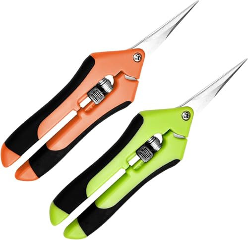 Aililong Bonsai Schere 2er Set mit ergonomischem Griff und trimmschere aus Stahl, gebogene Klingen für präzises Beschneiden von Blumen und Pflanzen