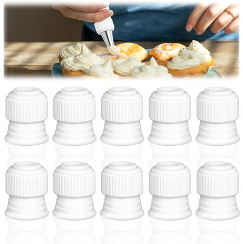 10 Boquillas para Manga Pastelera, Acopladores de Plástico Estándar, Adaptadores para Glaseado y Decoración de Postres
