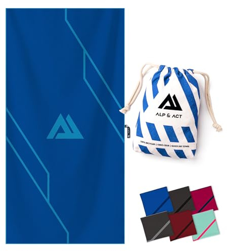 ALP & ACT Mikrofaser Handtuch für Fitness & Sport - 100% Recycelt - EXTRA KOMPAKT & saugfähig - Sporthandtuch für Gym, Yoga, als Saunahandtuch - Microfaser Handtücher & Fitnesshandtuch - blau, 140x70