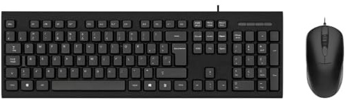 Kit de Teclado y Ratón USB Negros, Conexión Rápida, Diseño Ergonómico, Ideal para Trabajo y Ocio en Ordenadores.