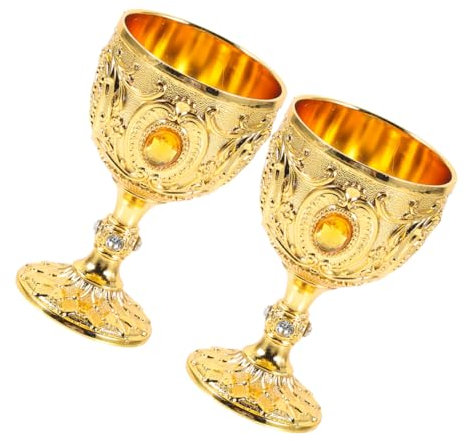 Alipis 2pezzi Bicchiere Liquore Retro in Coppa Stile Europeo Resistente e Compatta Per Uso Domestico e Ufficio Decorazione Vintage Anti-rottura Per Bar e Casa