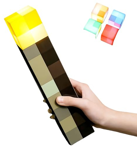 Rcxnm Pixel-Thema-Spiel Charakter Spielzeug 28cm mit,4 Farben,3 Gang Dimmbar