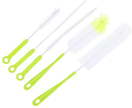 HAMPPLIES 5pezzi Spazzole Per Pulizia Con Manico Per Bottiglie Tazze e Contenitori Facili Da Usare e Lavabili Lavastoviglie