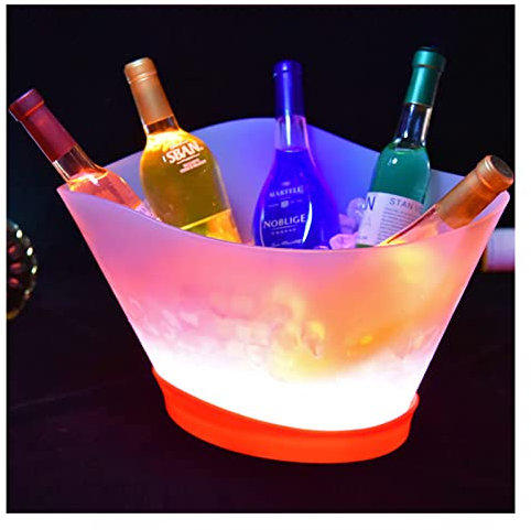 LED Ice Bucket - 12L Clear Plastic Cooler with RGB Color Changing Lights, Rechargeable for Parties, Home, Bar, KTV Clubs