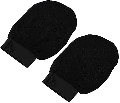 Veemoon Guantes de Baño para Quitar la Piel Muerta Exfoliantes Negros de Viscosa Efecto Masaje Adecuado para Baño y Cuidado Corporal