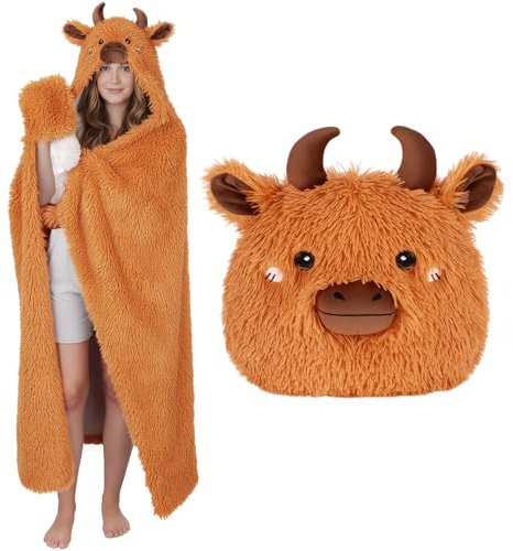MSISILY Highland Cow Gifts Wearable Blanket with Sleeves Highland Cow Blanket Birthday Gifts for Women Men