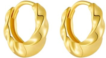 100% 925 Sterling Silver 9Mm Irregular Earring Geometric Folds Luxury Hoops Fine Jewelry