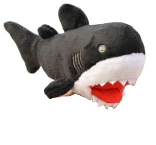 SMJWH Calamita da frigorifero in peluche a forma di squalo bianco, bambola giocattolo realistica a animale marino con calamita, decorazione morbida e coccolosa for amanti degli squali(Black)