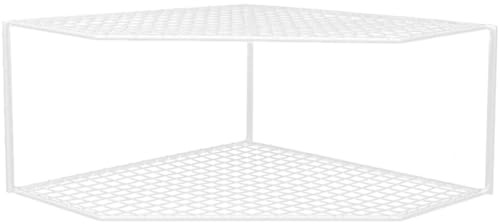 SOIMISS Organizzatore Per Pentole in Ferro a 2 Livelli, Mensola Angolare Multifunzione Bianca, Supporto Compatto Per Cucina, Bagno e Lavanderia, Scaffale Salvaspazio Doppia Rete Rialzata 18 Cm
