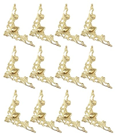 BATHVEVE Protector de Esquinas de Libro Vintage de Metal, 20 Unidades en Color Dorado, Funda Decorativa para Álbumes de Fotos y Cuadernos, Accesorio Resistente para Protección de Rincones