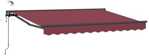 Coespram Auvent électrique extensible - 3,5 x 2 m - Bras articulé - Avec télécommande et manivelle - Demi-cassette - Auvent mural de terrasse - Pour jardin et balcon - Anthracite