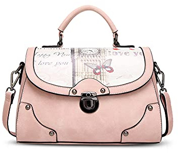 NICOLE&DORIS Elegant Stilvoll Damen Handtaschen Tote Umhängetasche Schultertaschen Henkeltaschen Tasche Crossbody Bag Multifunktion Wasserdicht Dauerhaft PU Rosa