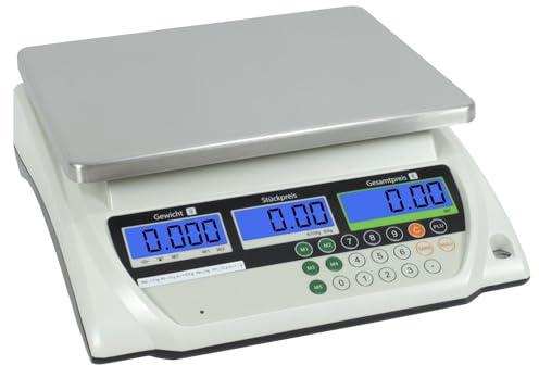 Geeichte Ladenwaage WKA-PRP 3 kg - Teilung 0,5g mit integriertem Akku Marktwaage Waage