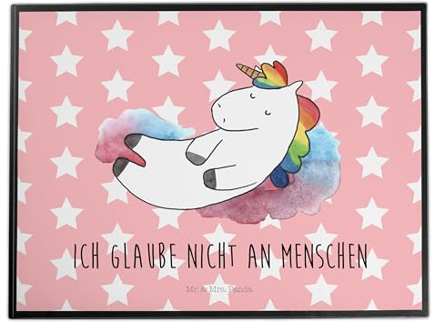 Mr. & Mrs. Panda Schreibunterlage Einhorn Wolke 7 - Geschenk, Verliebt, Einhörner, Tischunterlage, schreibtischunterlagen, Schreibtisch Unterlagen, Witzig, Lustig, Unicorn, Menschen, schreibauflage