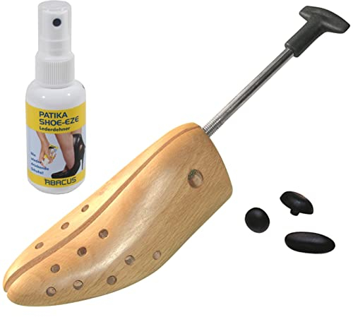 DELFA Schuhdehner Gr. 44-46 Herren, Schuhweiter, Schuhstrecker aus Buchenholz und Metall Mechanik inklusive Lederdehner Pumpspray Shoe Eze